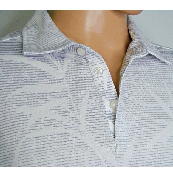 Mens Nat Nast Tropical Print Gray Knit Polo Shirt - Picture 5 of 11